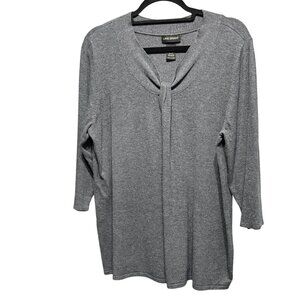Lane Bryant Womens Gray 3/4 Sleeve Knot Front Lightweight Sweater Size 18/20